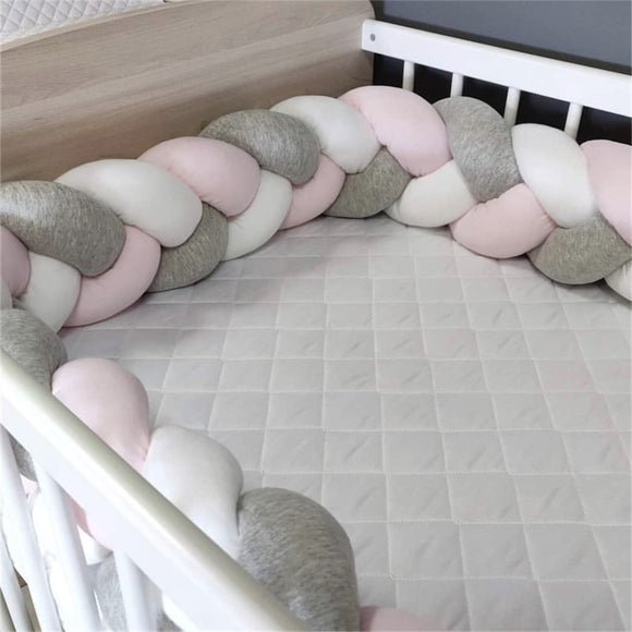 PLUSH BRAIDED BABY BUMPER CRIB CUSHION