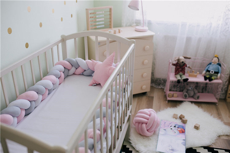 PLUSH BRAIDED BABY BUMPER CRIB CUSHION