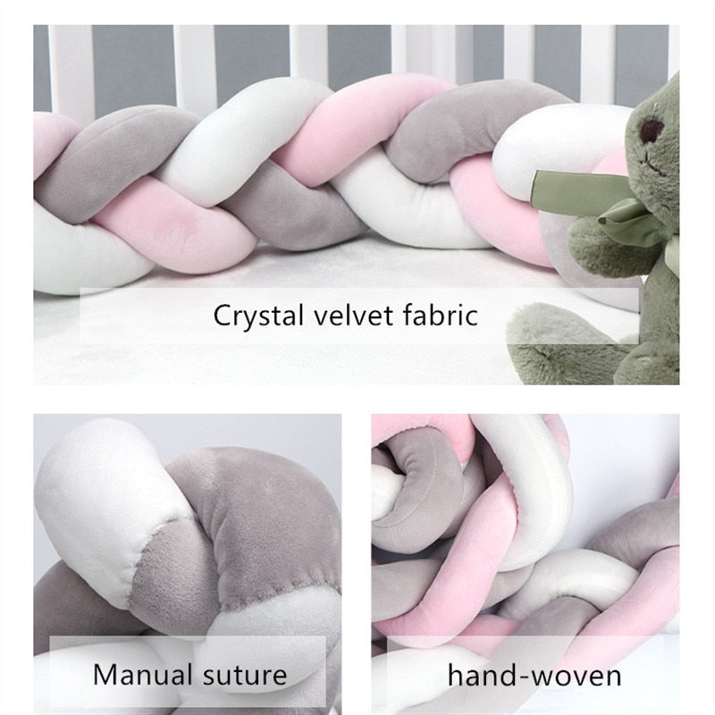 PLUSH BRAIDED BABY BUMPER CRIB CUSHION