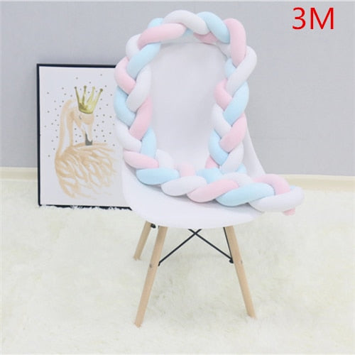 PLUSH BRAIDED BABY BUMPER CRIB CUSHION
