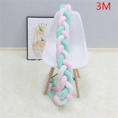 PLUSH BRAIDED BABY BUMPER CRIB CUSHION