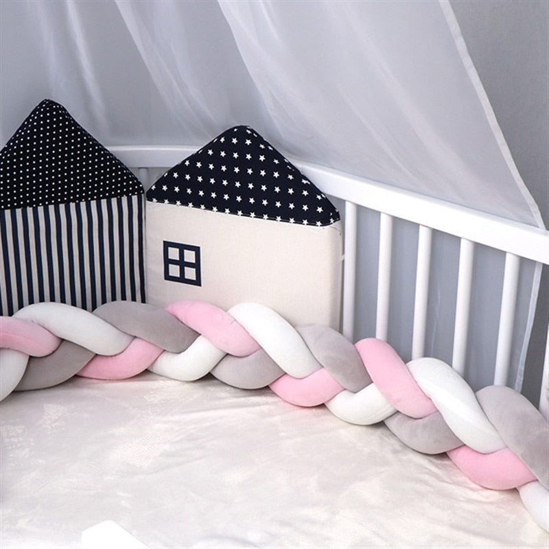 PLUSH BRAIDED BABY BUMPER CRIB CUSHION