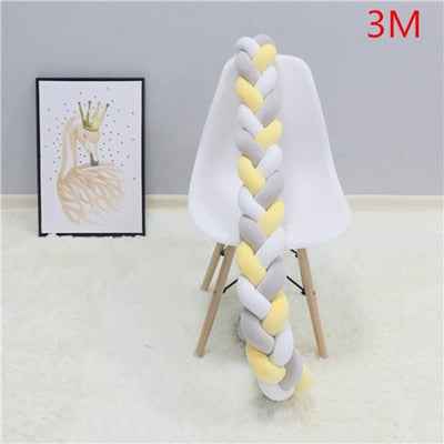 PLUSH BRAIDED BABY BUMPER CRIB CUSHION