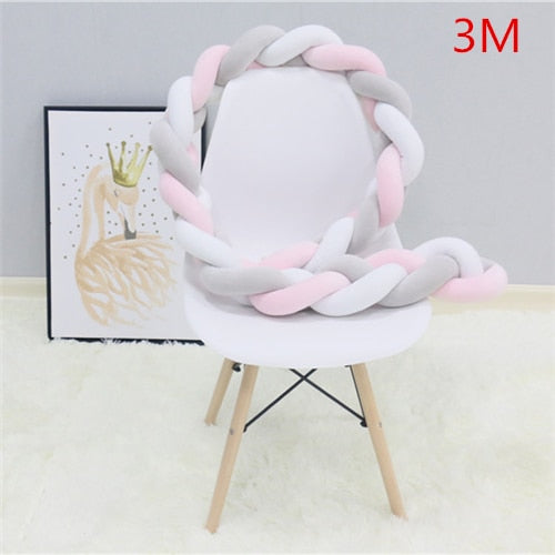 PLUSH BRAIDED BABY BUMPER CRIB CUSHION
