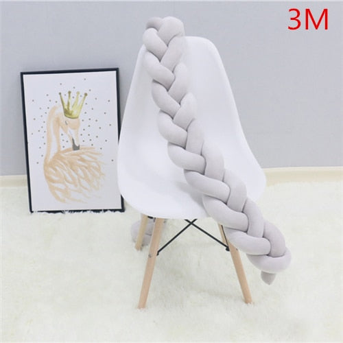 PLUSH BRAIDED BABY BUMPER CRIB CUSHION